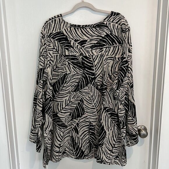 Cynthia Rowley 100% Linen Black & white Zebra animal print tunic blouse women 3X - Picture 6 of 15
